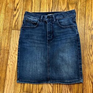 Express Dark Denim Perfect Stretch+ High Rise Mini Pencil Skirt 0